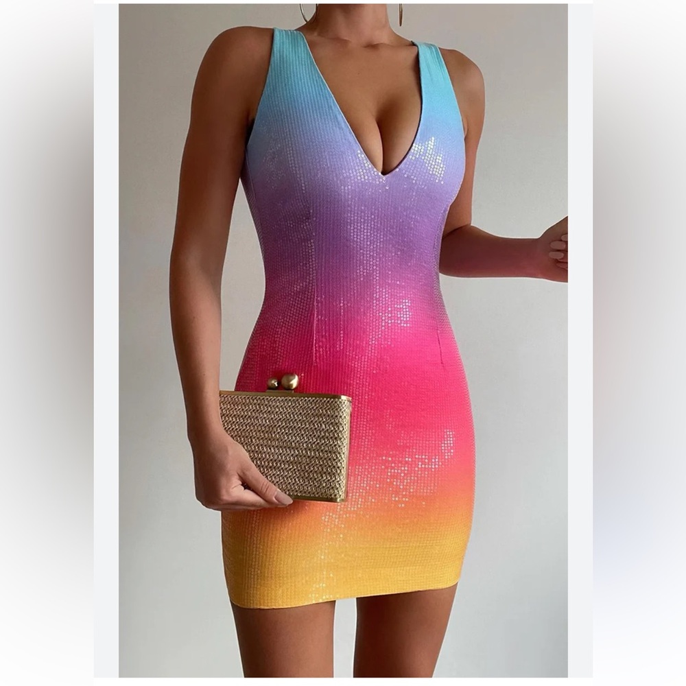 Runaway the label Multicolor Gradient Sequin Dress - Picture 2 of 11